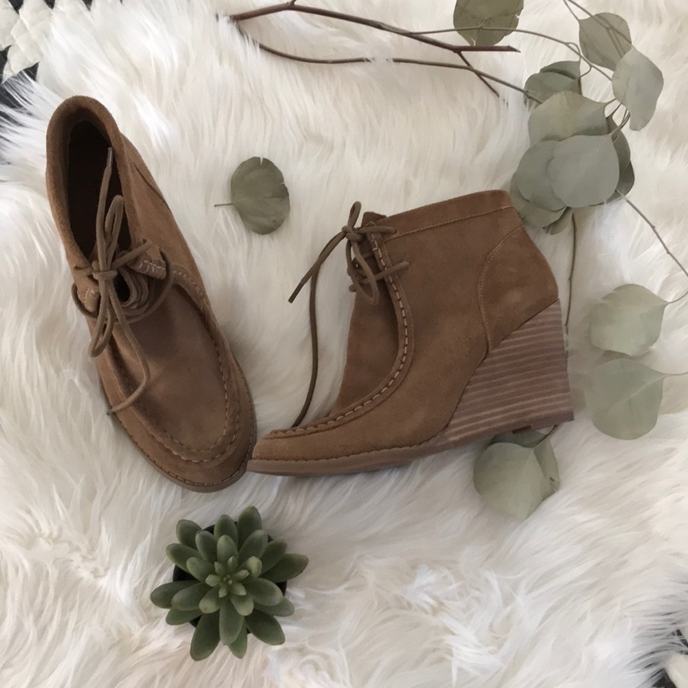Lucky Brand Suede Wedge Booties NWOT